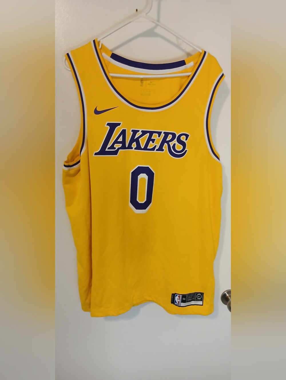 Nike Los Angeles Lakers #0 Yellow NBA Basketball Jersey,  Kyle Kuzma
